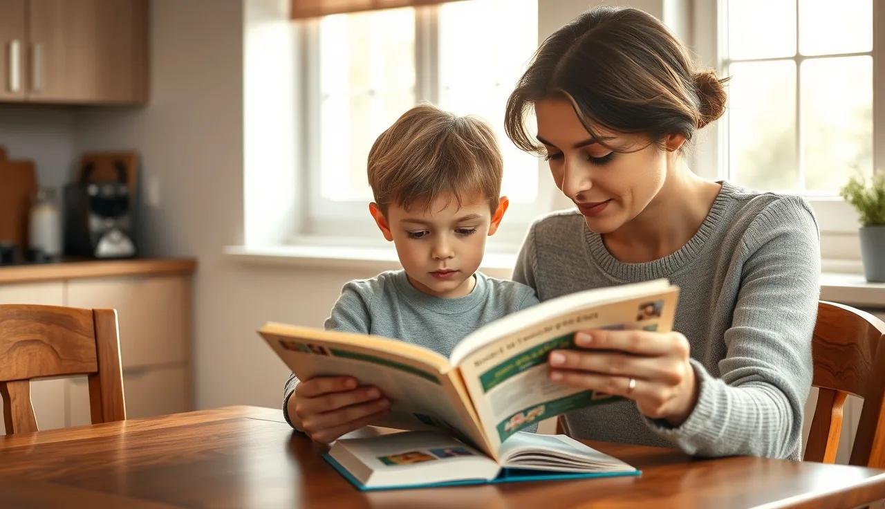 Child reading aloud to adult during an oral reading fluency practice session