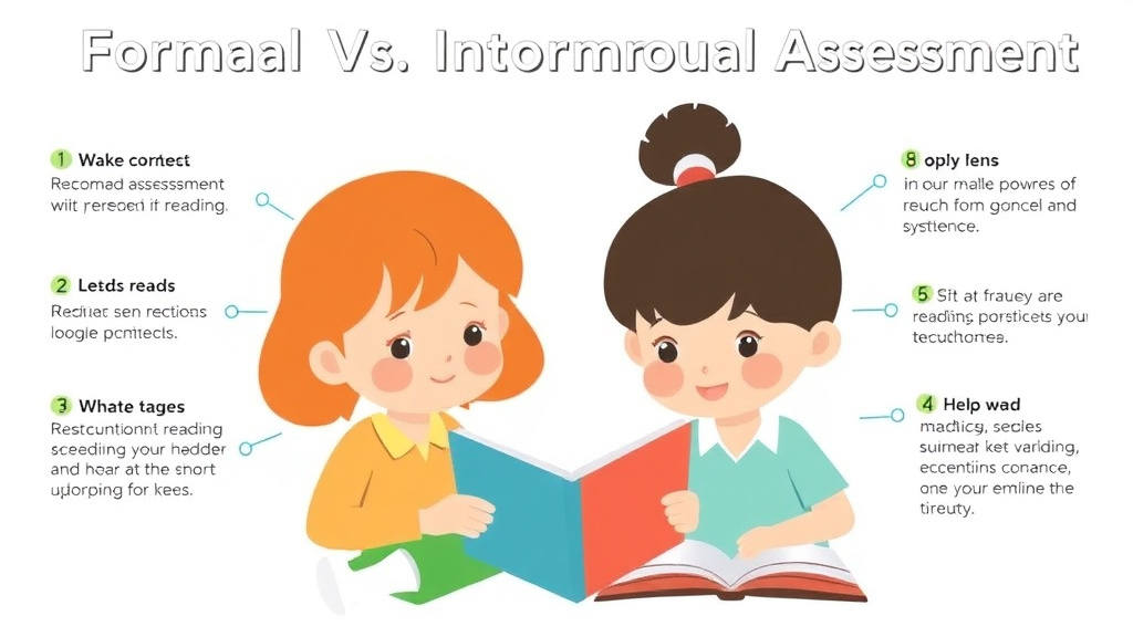 Visual guide for practical steps in formal vs informal reading assessment