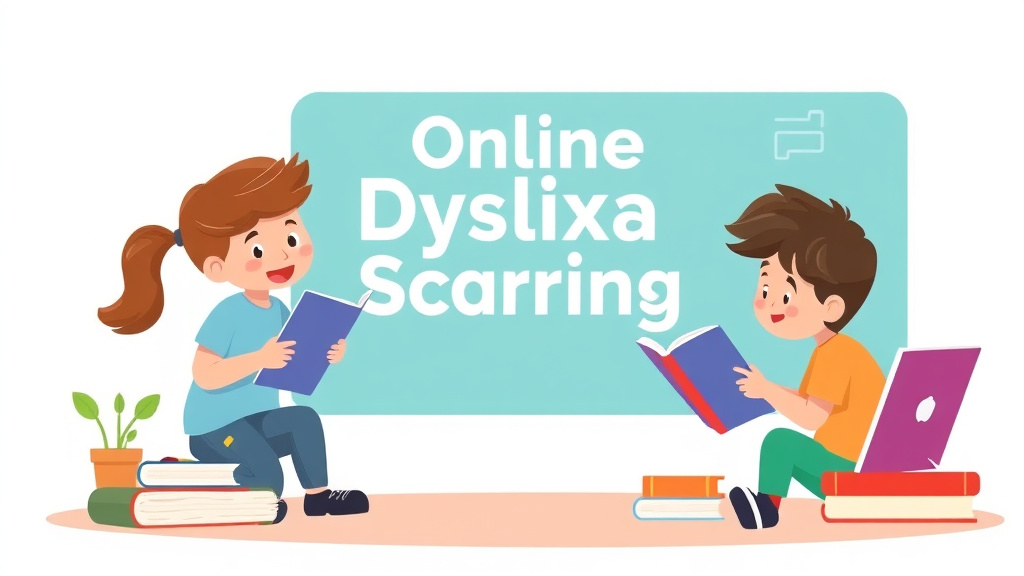 A professional illustration depicting online Dyslexia Screeners