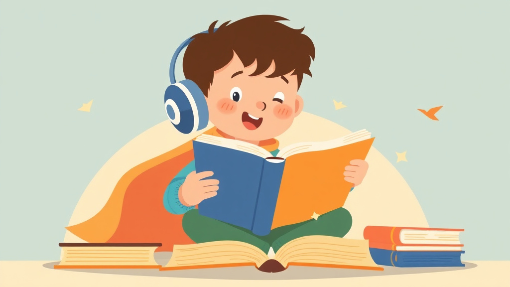 Illustration showing key concepts related to audiobooks for dyslexic children