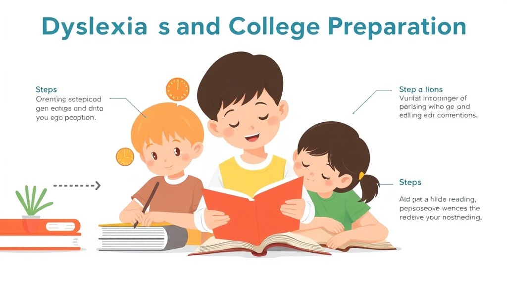 Visual guide for practical steps in dyslexia and college preparation
