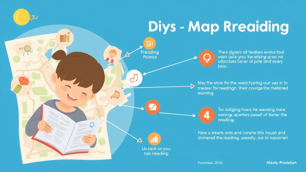 Illustration showing key concepts related to dyslexia and map reading