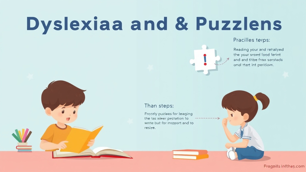Visual guide for practical steps in dyslexia and puzzles for reading