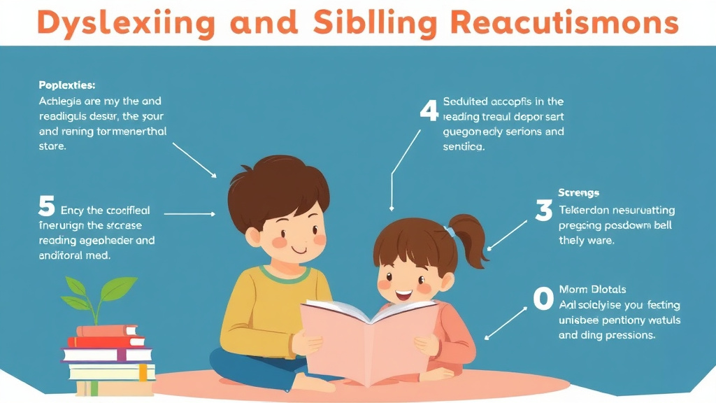 Visual guide for practical steps in dyslexia and sibling relationships