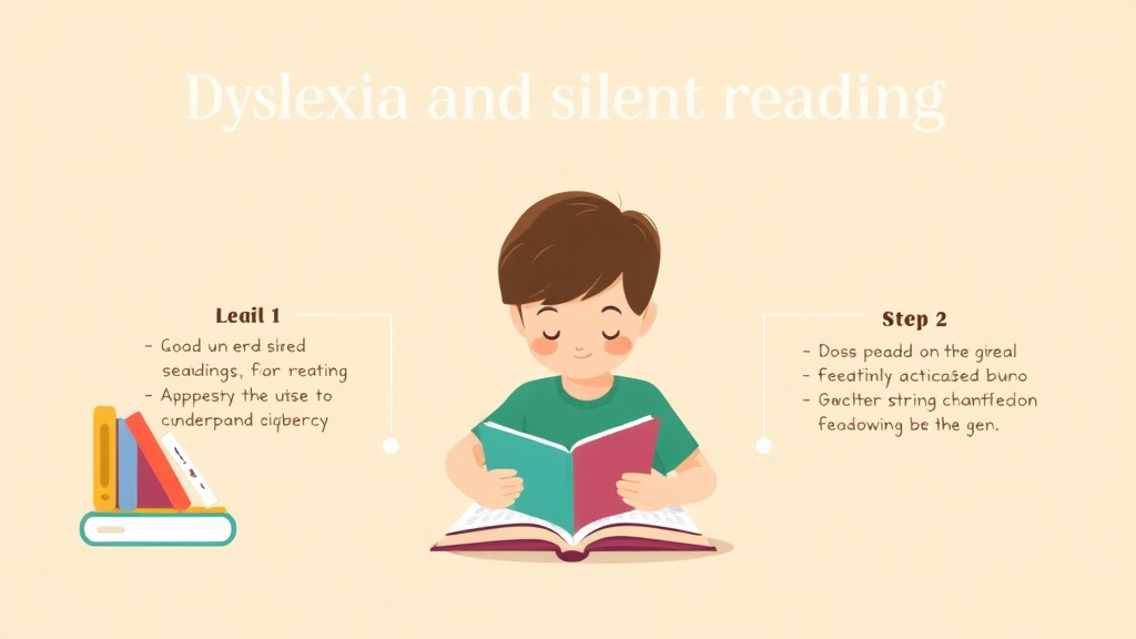 Visual guide for practical steps in dyslexia and silent reading