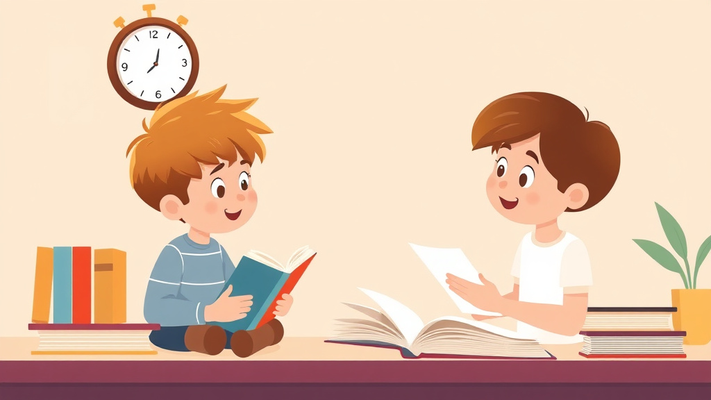 Illustration showing key concepts related to dyslexia and telling time
