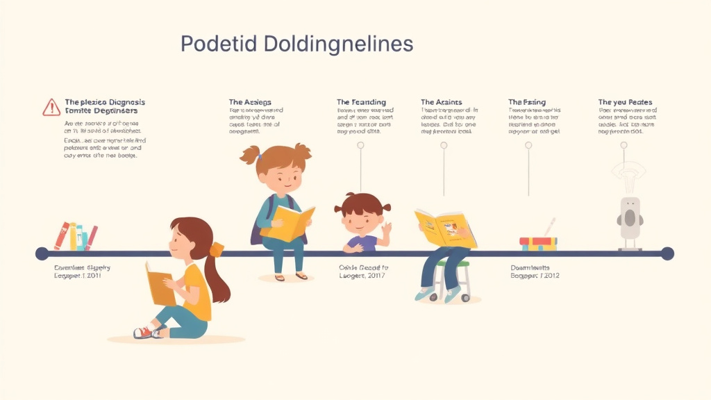 Illustration showing key concepts related to dyslexia diagnosis timeline