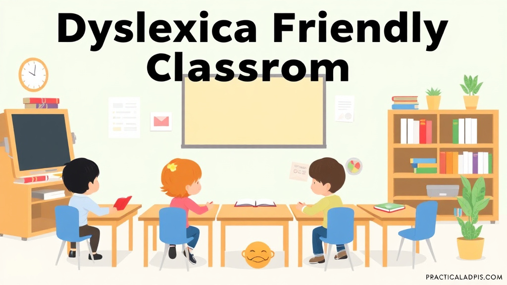 Visual guide for practical steps in dyslexia friendly classroom setup