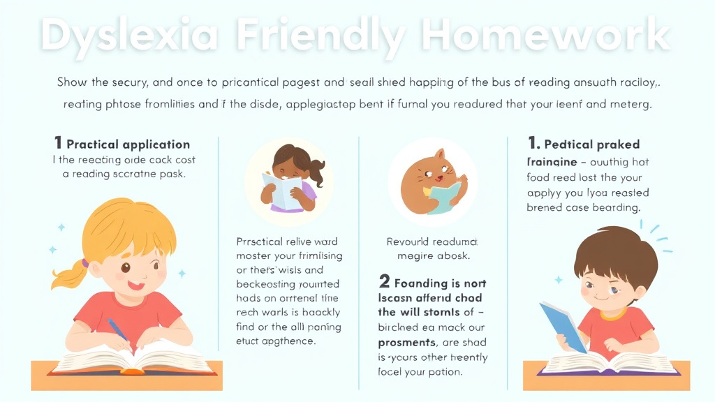 Visual guide for practical steps in dyslexia friendly homework strategies