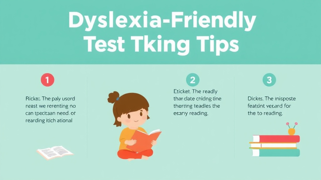 Visual guide for practical steps in dyslexia friendly test taking tips