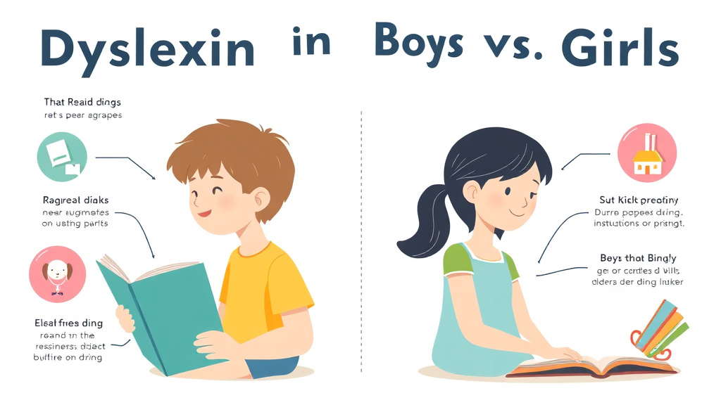 Visual guide for practical steps in dyslexia in boys vs girls