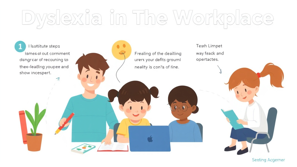 Visual guide for practical steps in dyslexia in the workplace