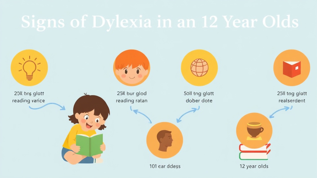Visual guide for practical steps in signs of dyslexia in 12 year olds
