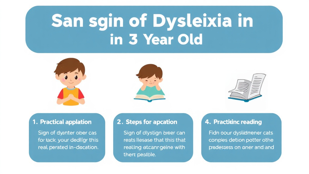 Visual guide for practical steps in signs of dyslexia in 3 year olds