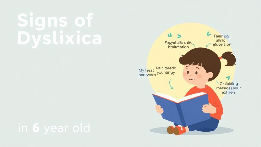 Visual guide for practical steps in signs of dyslexia in 6 year olds