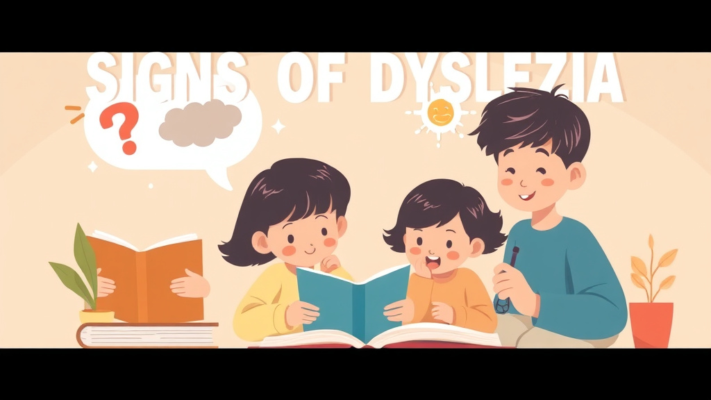 Illustration showing key concepts related to signs of dyslexia in 7 year olds