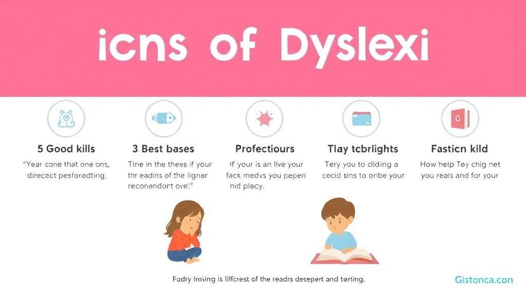 Visual guide for practical steps in signs of dyslexia in 7 year olds
