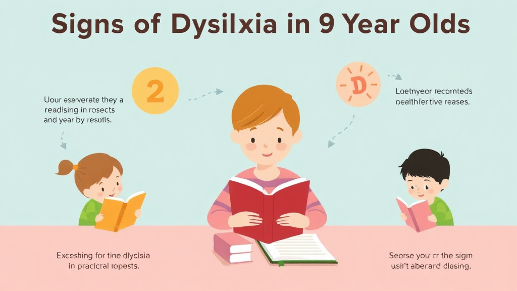 Visual guide for practical steps in signs of dyslexia in 9 year olds