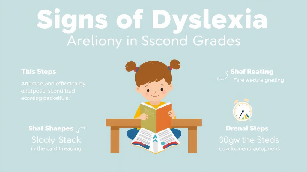 Visual guide for practical steps in signs of dyslexia in second graders