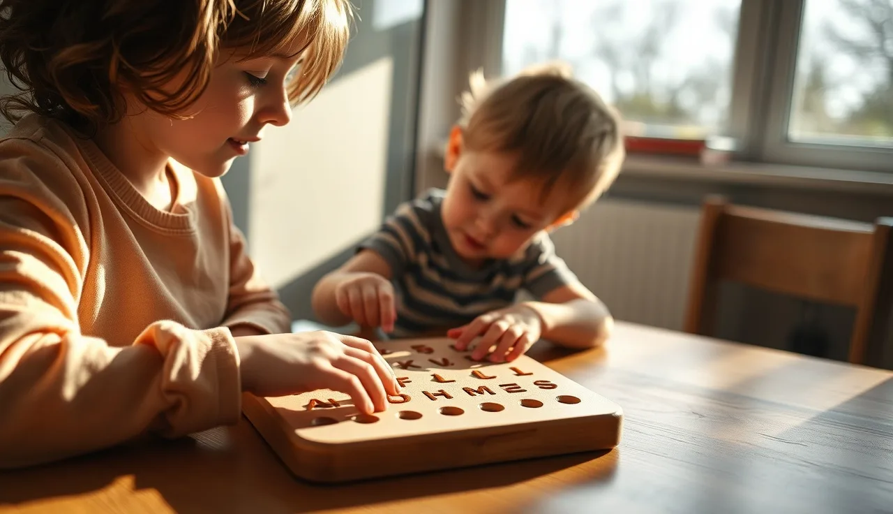 Child tracing letters on a tactile board during a structured literacy session