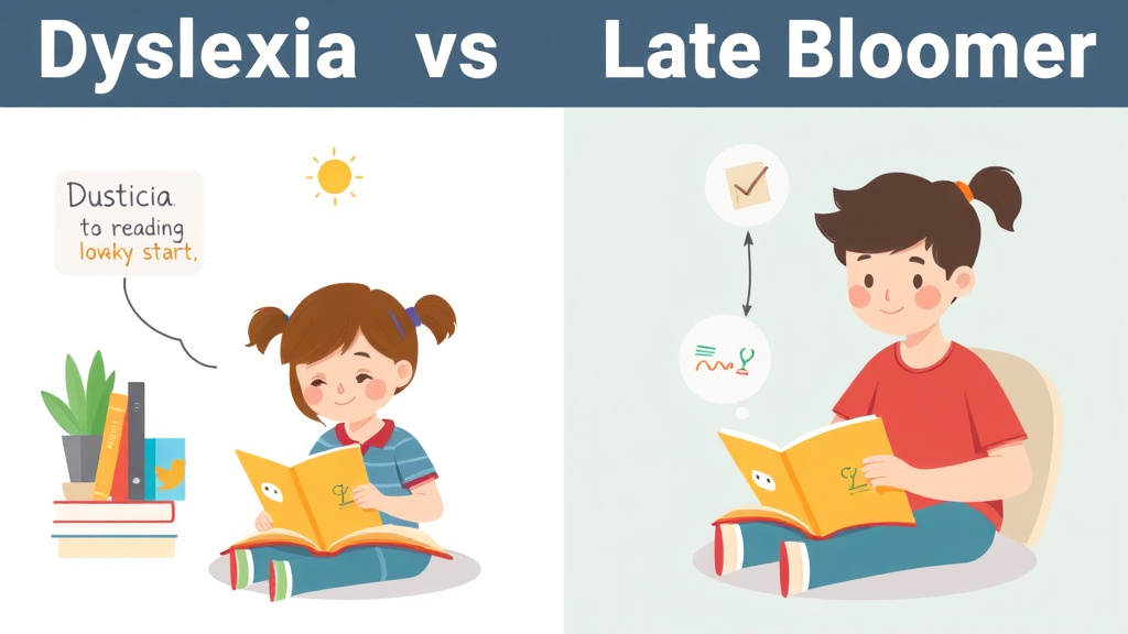 Visual guide for practical steps in dyslexia vs late bloomer