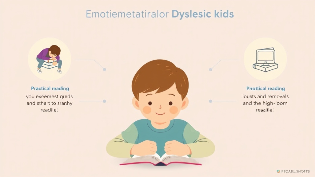Visual guide for practical steps in emotional support for dyslexic kids