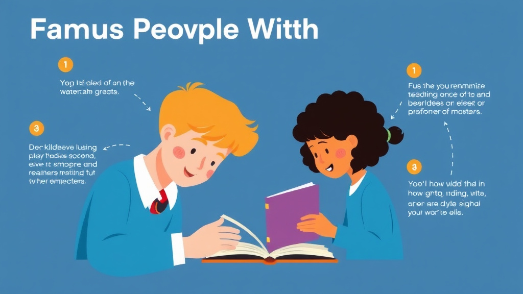 Visual guide for practical steps in famous people with dyslexia