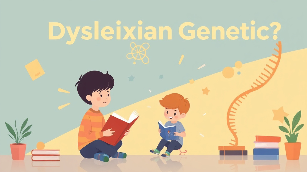 Illustration showing key concepts related to is dyslexia genetic