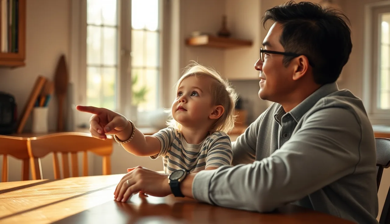 Parent and child at kitchen table discussing school accommodations in morning light