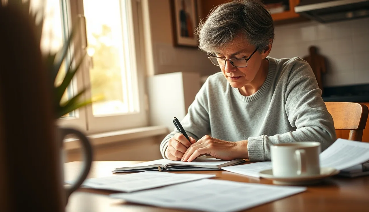 Parent writing an IEP rebuttal letter at kitchen table with documents
