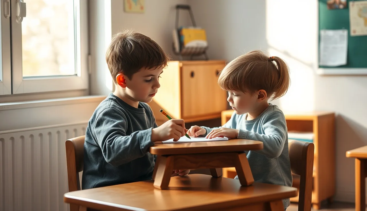 Adult and child working closely together at a small table during intensive reading intervention
