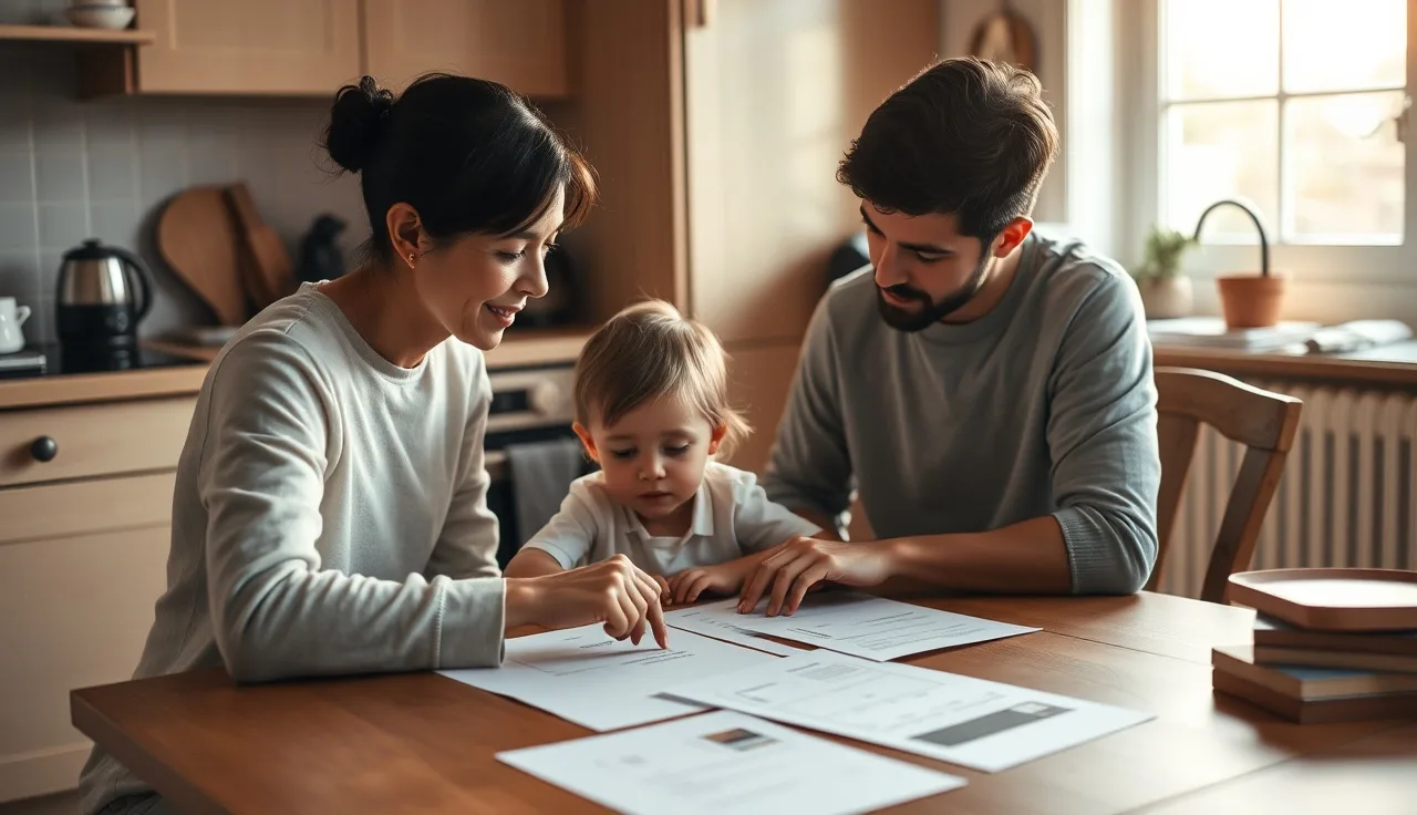 Parent and child reviewing a 504 plan document together at a kitchen table