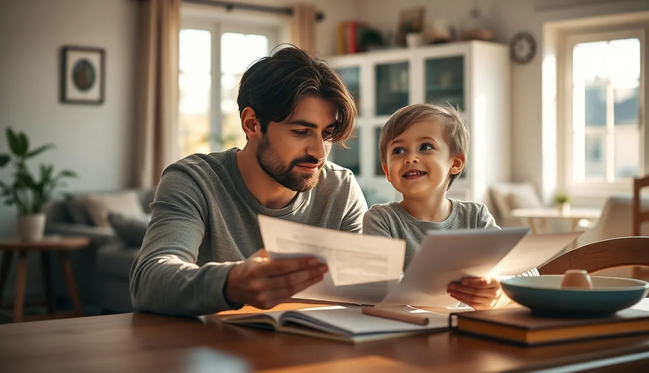 Parent and child reviewing special education documents together at a kitchen table