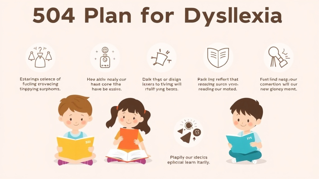 Visual guide for practical steps in 504 plan for dyslexia