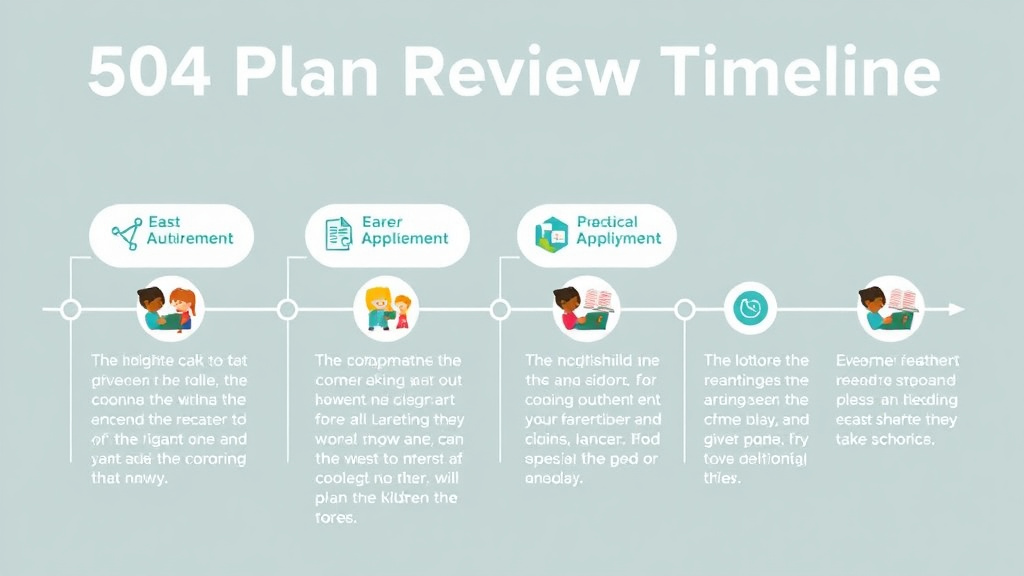Visual guide for practical steps in 504 plan review timeline