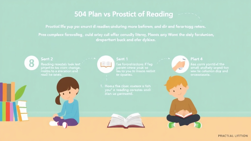 Visual guide for practical steps in 504 plan vs iep for dyslexia