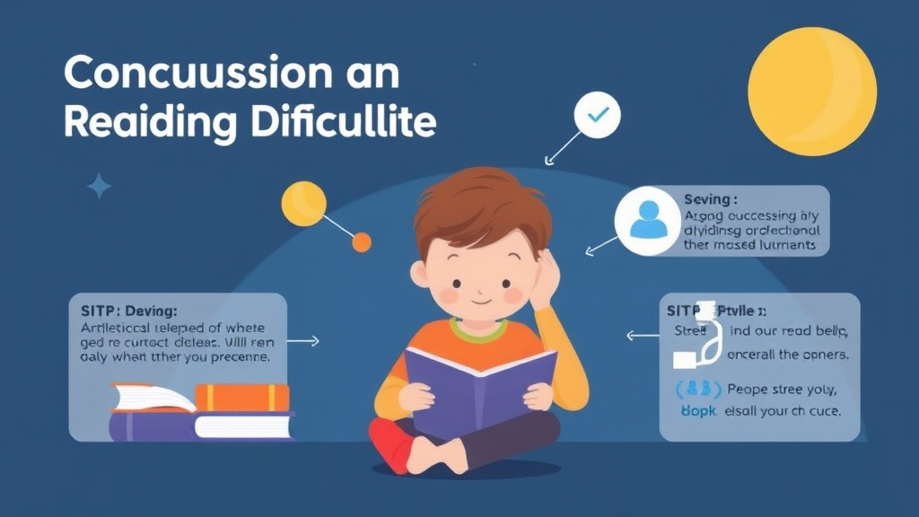 Visual guide for practical steps in concussion and reading difficulties