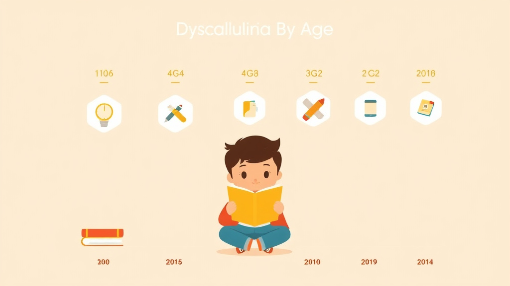 Illustration showing key concepts related to dyscalculia signs by age