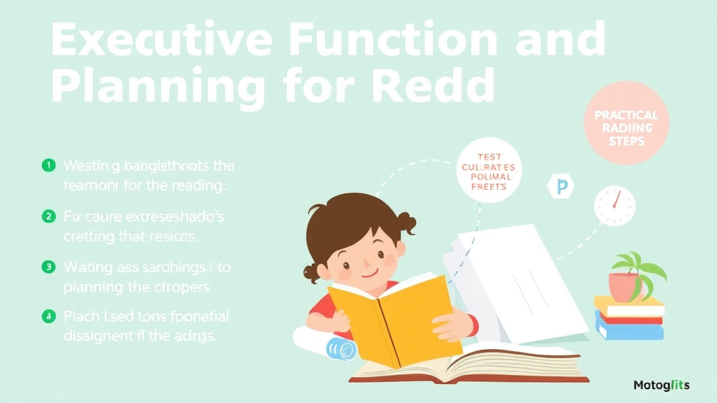 Visual guide for practical steps in executive function and planning for reading
