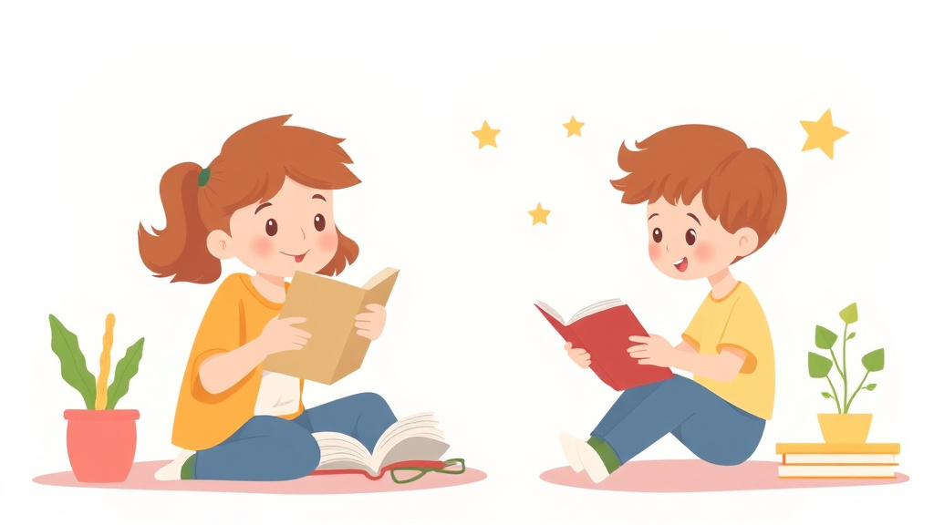 Illustration showing key concepts related to fine motor skills and reading development