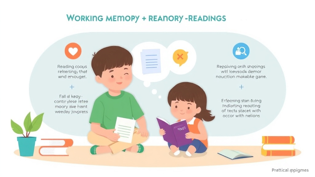 Visual guide for practical steps in working memory games that help reading