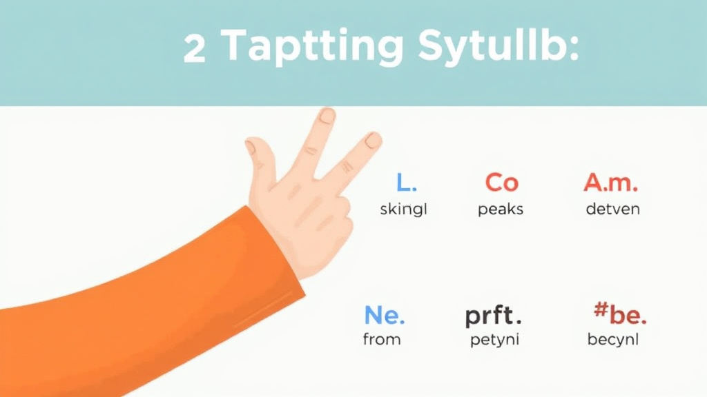 Visual guide for practical steps in arm tapping syllables