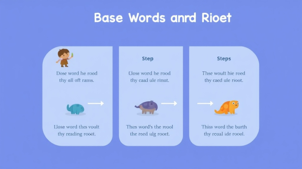 Visual guide for practical steps in base words and roots