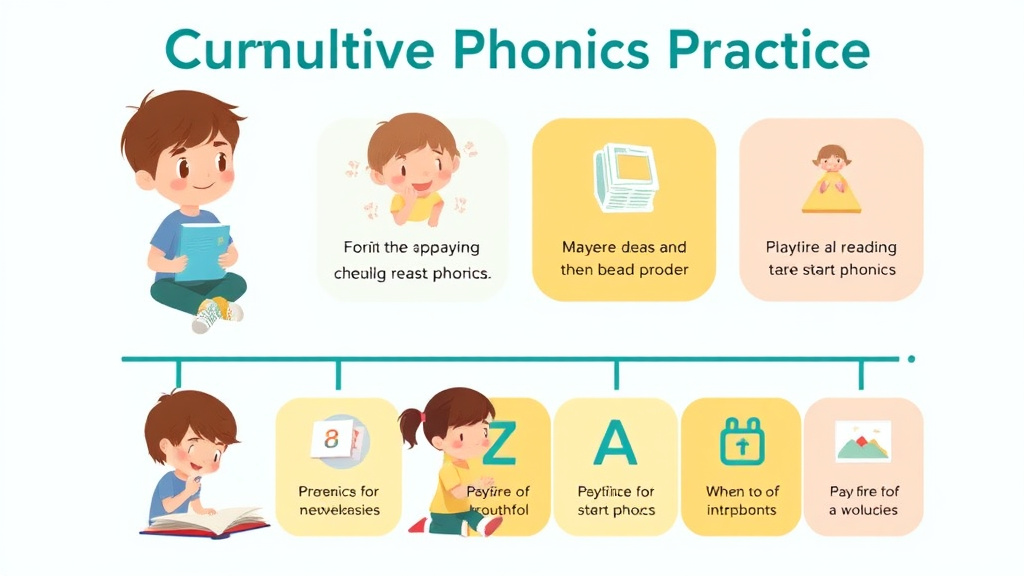 Visual guide for practical steps in cumulative phonics practice