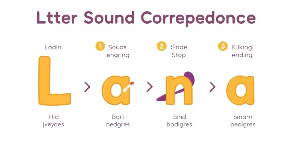 Visual guide for practical steps in letter sound correspondence