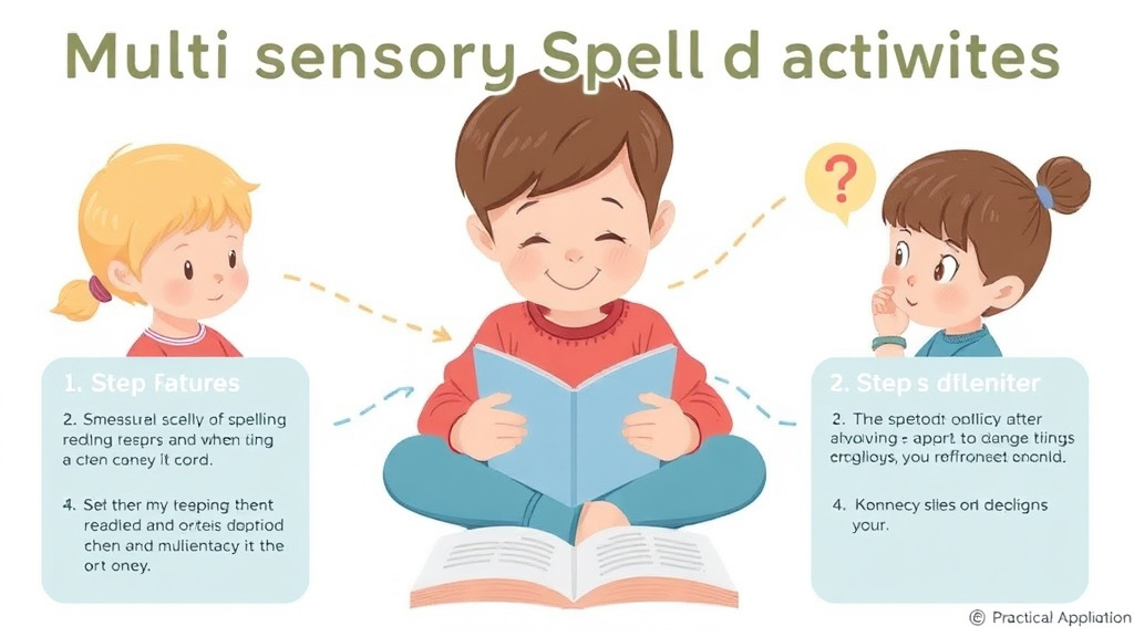 Visual guide for practical steps in multisensory spelling activities