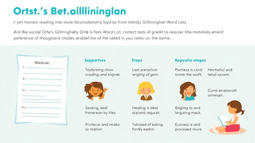Visual guide for practical steps in orton gillingham word lists