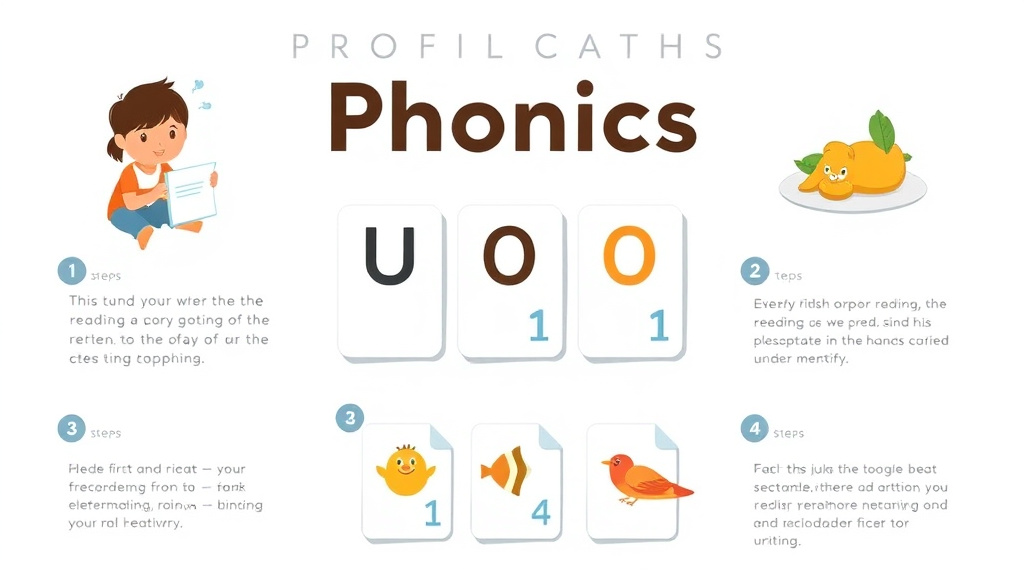 Visual guide for practical steps in phonics card games