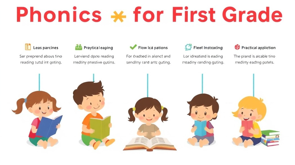 Illustration showing key concepts related to phonics for first grade