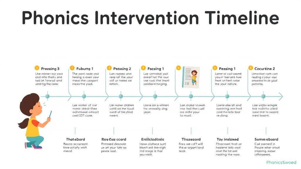 Visual guide for practical steps in phonics intervention timeline